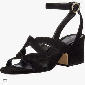 Michael Kors Annalee Mid Black Suede Sandal Block Heel  Size 8